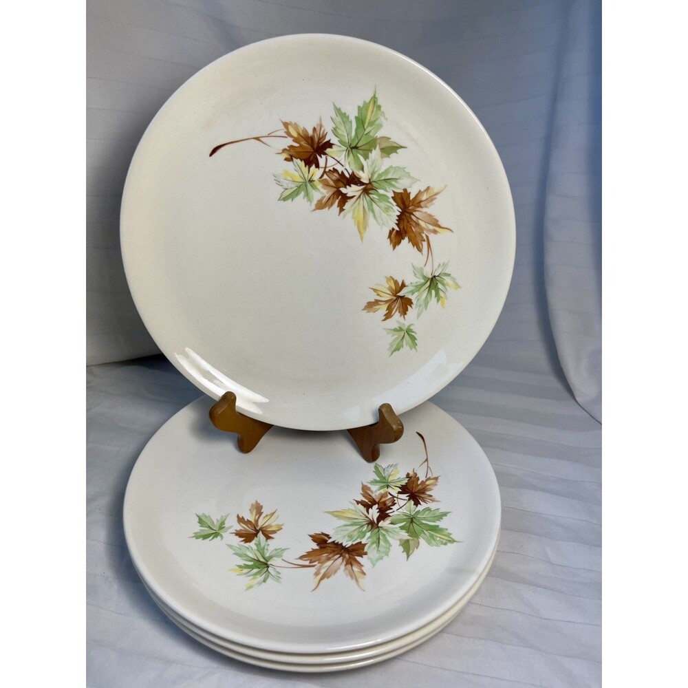 4- Vintage Salem Maple Leaf 9" Dinner Plates